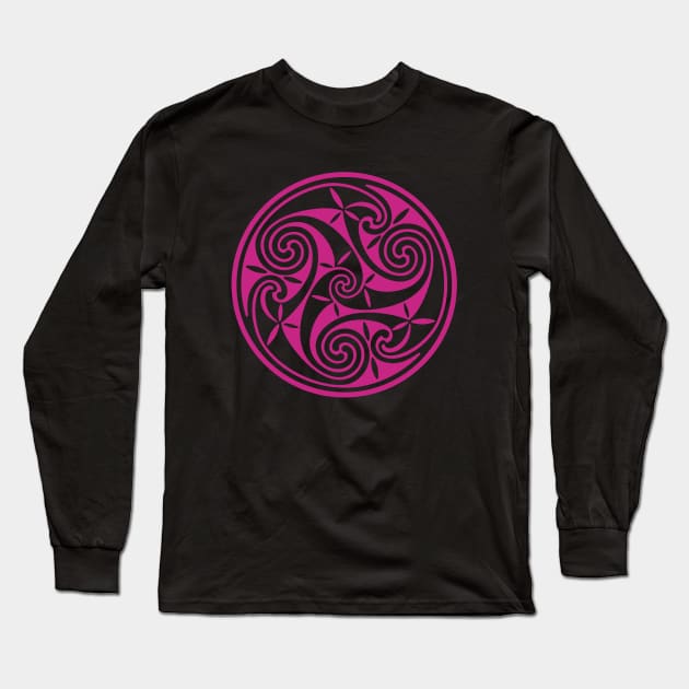 Celtic Spiral 2- Pink Long Sleeve T-Shirt by Dysis23A